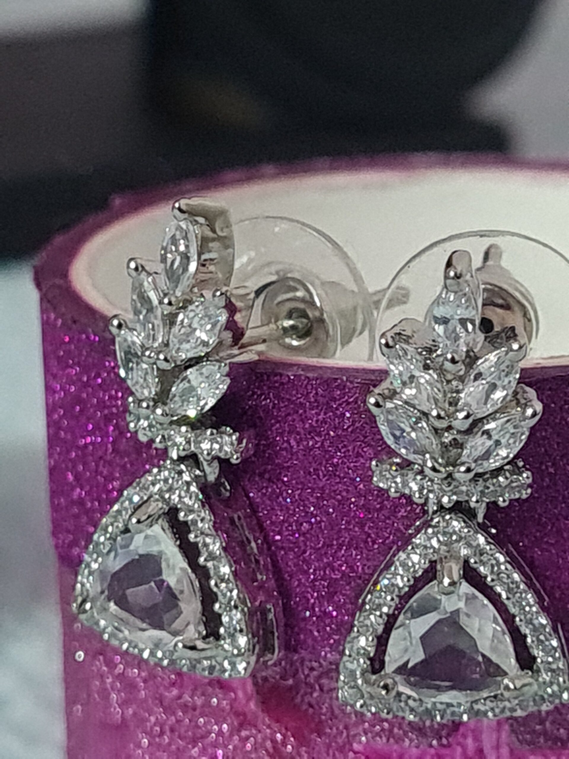 White stone earrings