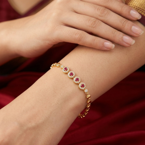 Gold Plated AD Studded Fancy Bracelet