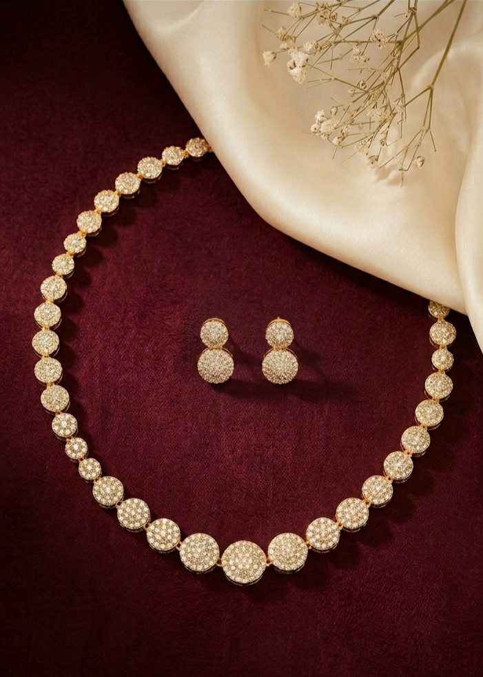 Premium Fashion Gold Plated AD stone Necklace