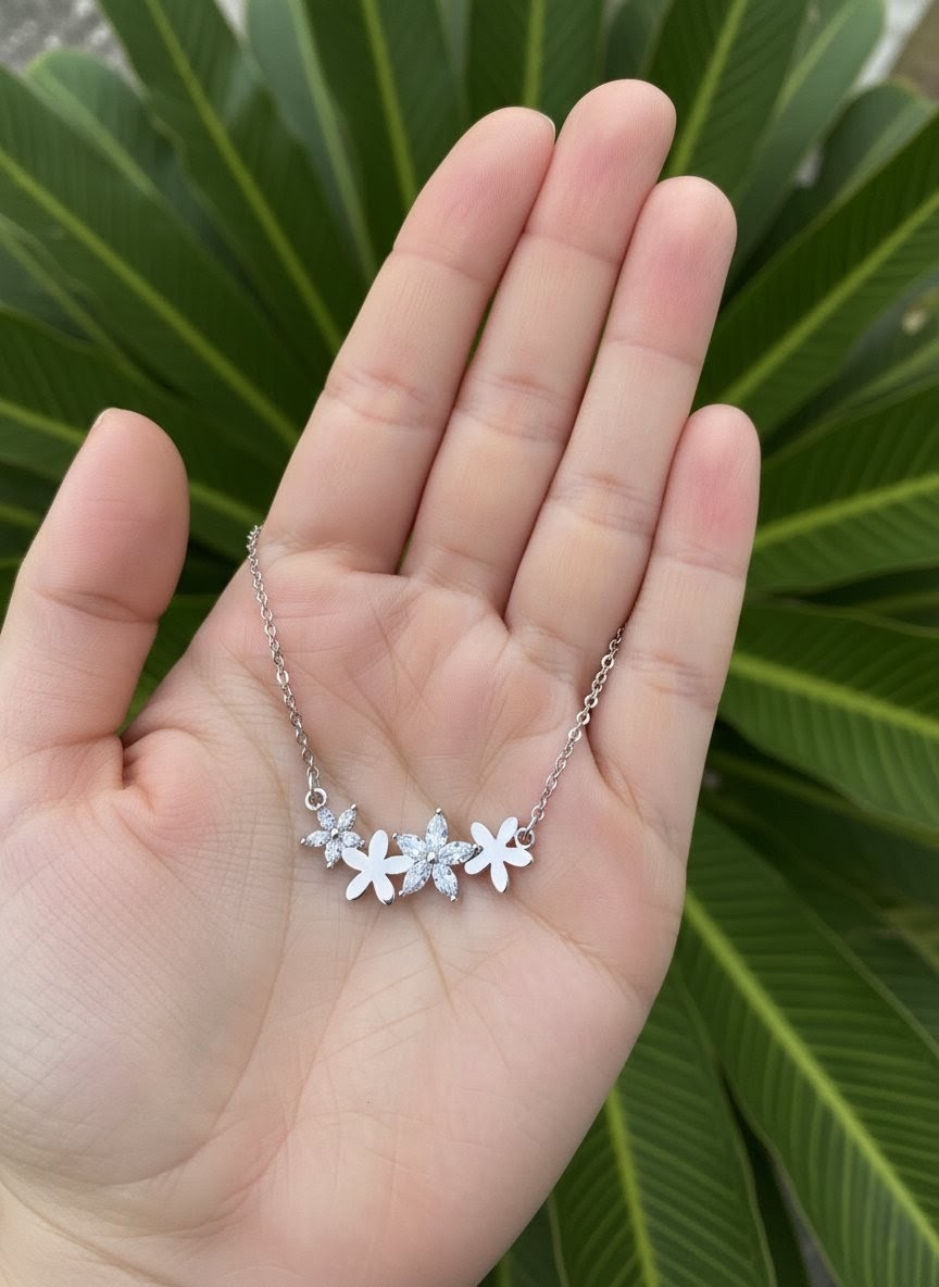 Floral Blossom Cluster Necklace - Image 2