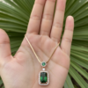 Rose gold Emerald Green Stone Necklace