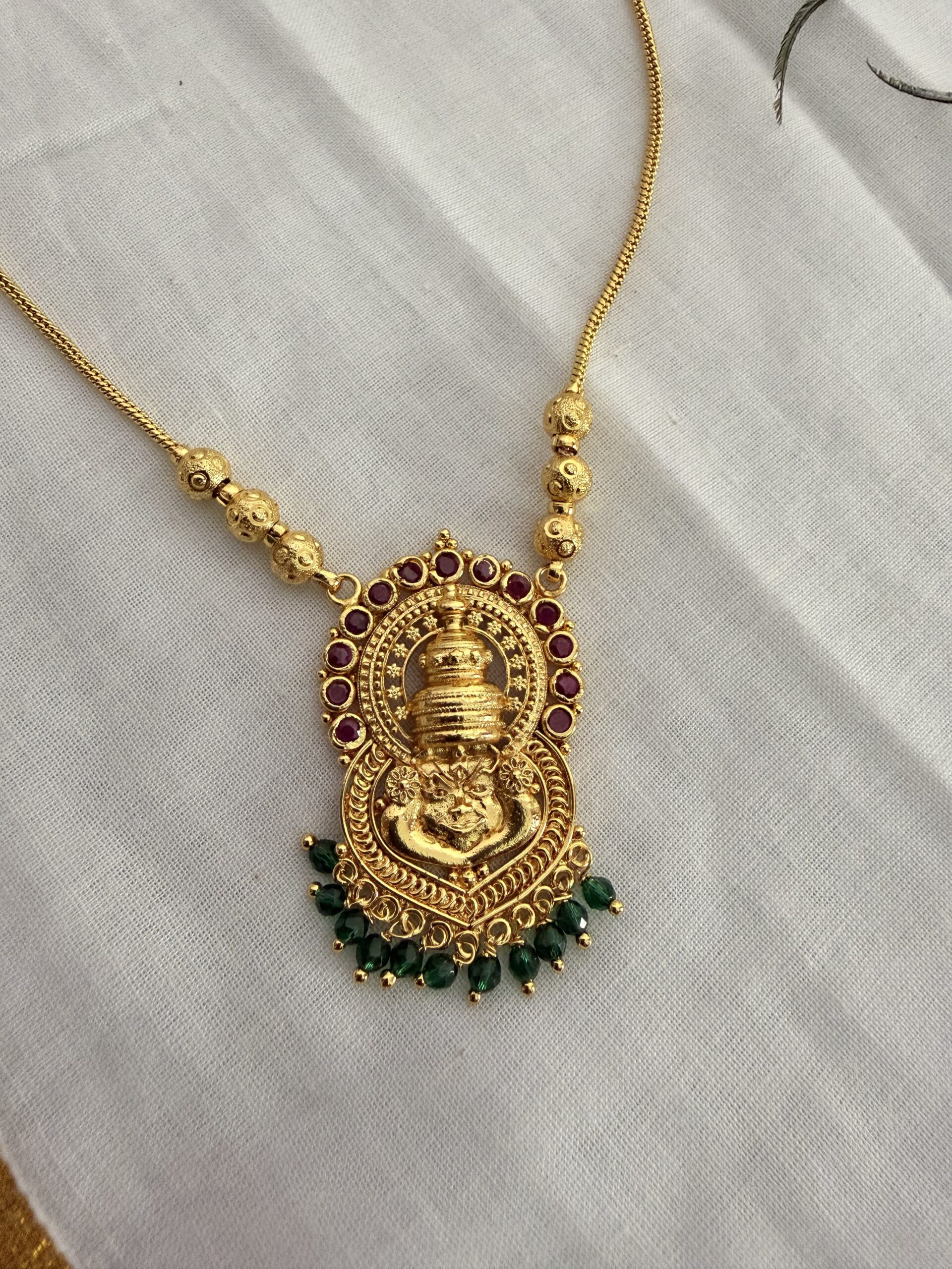 Traditional Temple Kathakali Pendant Necklace - Image 2