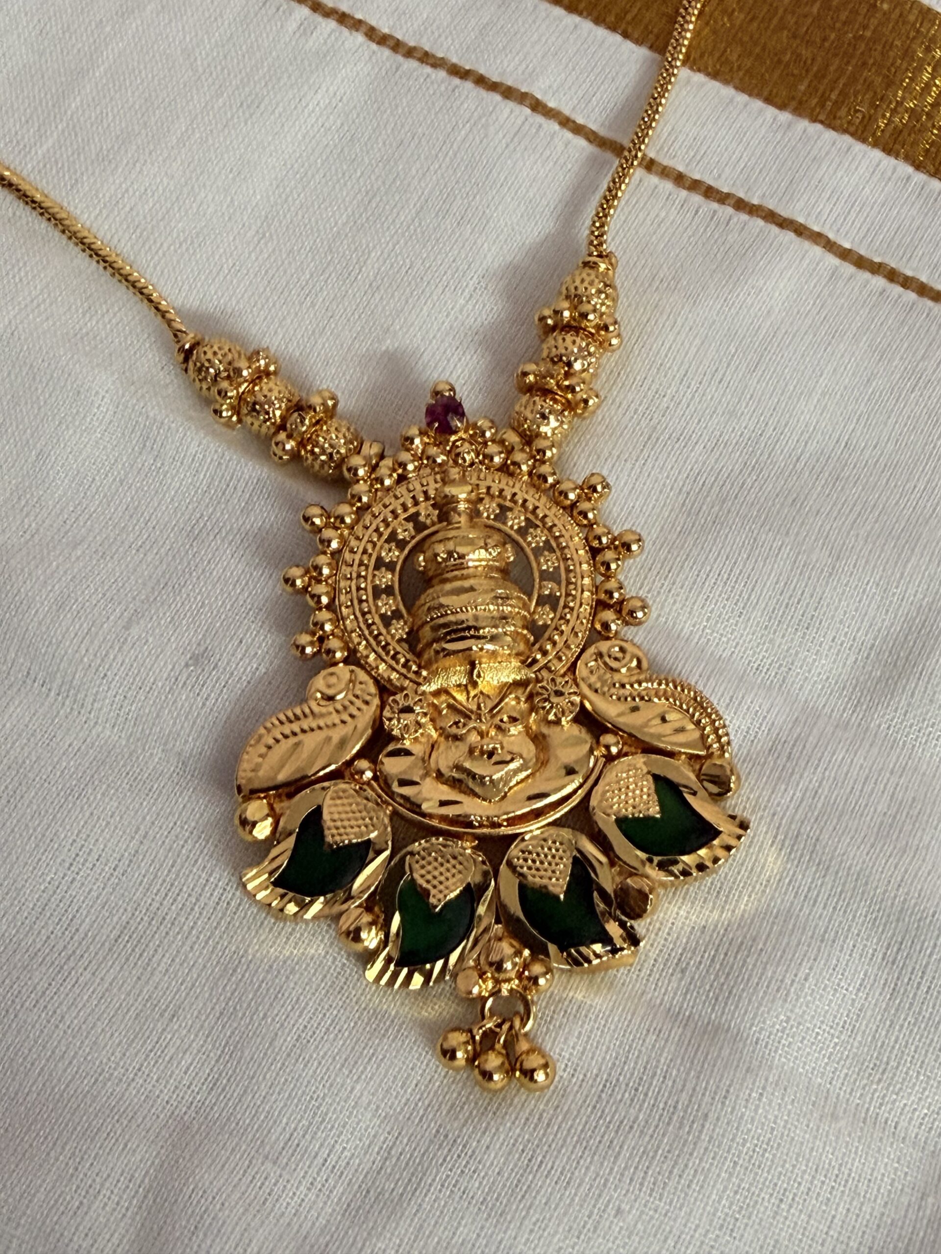 Gold Plated Kathakali Palaka Mango Necklace - Image 2