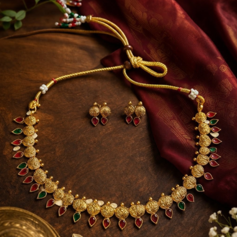 Traditional Antique finish Multi Stone Necklace Set