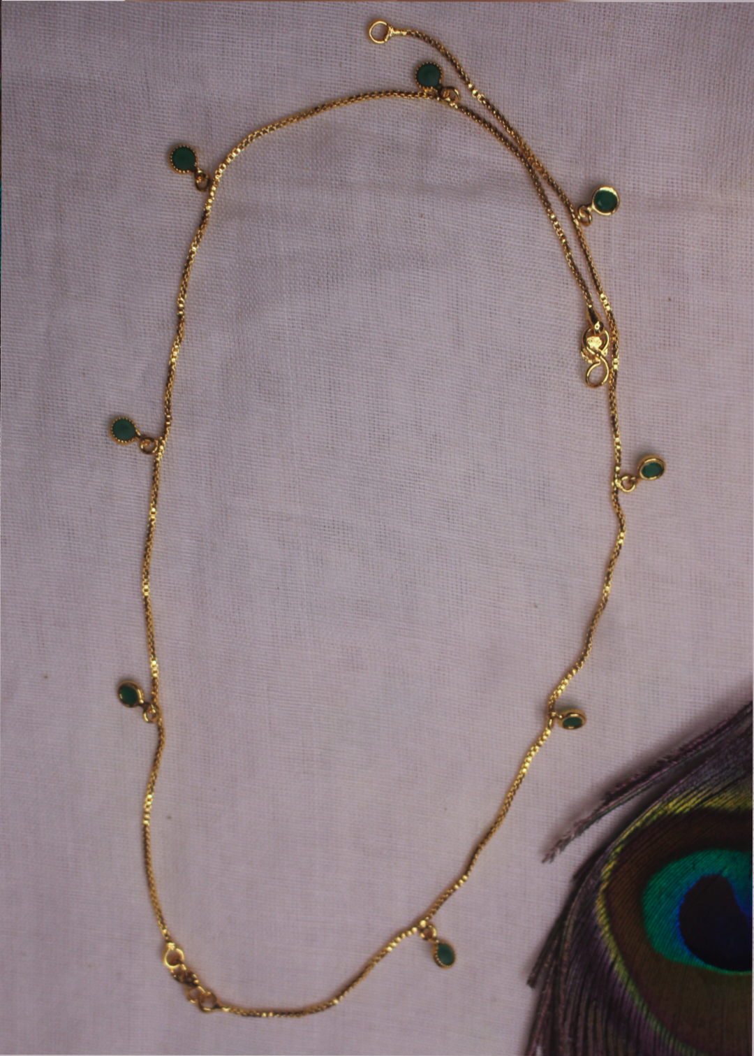 Green stone Drops Anklet - Image 2