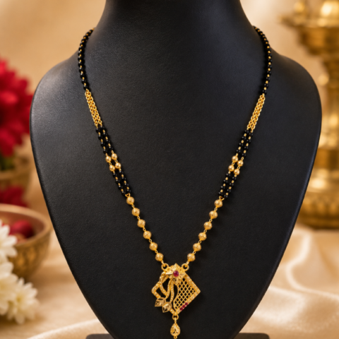 Royal Mangalsutra Pendant Short Haram Necklace
