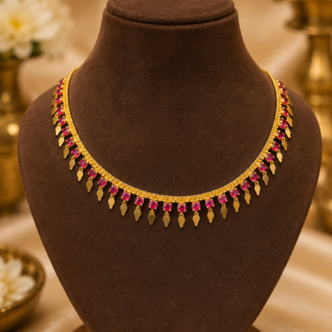 Gold Plated Ruby Stone Elakkathali