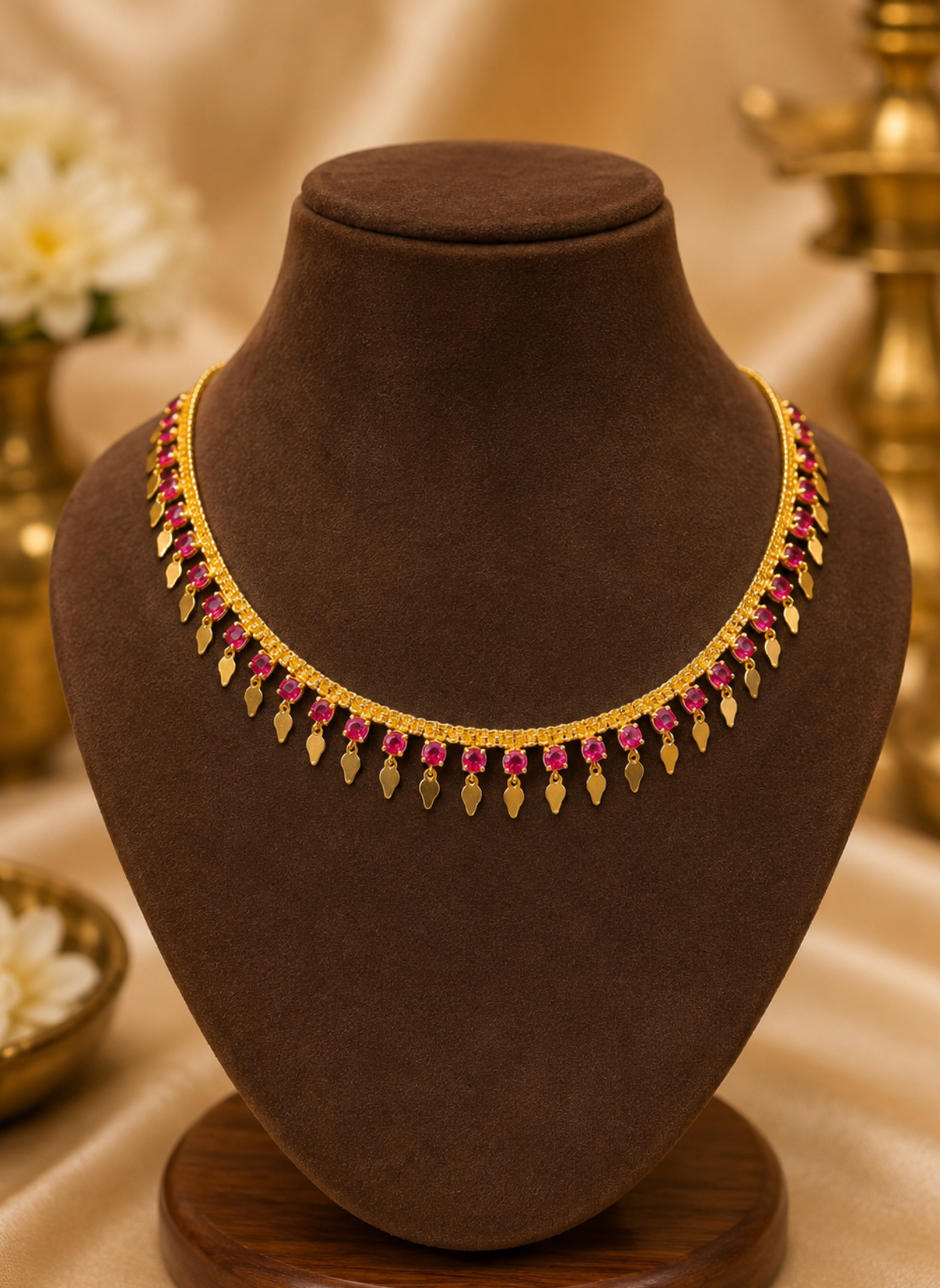 Gold Plated Ruby Stone Elakkathali