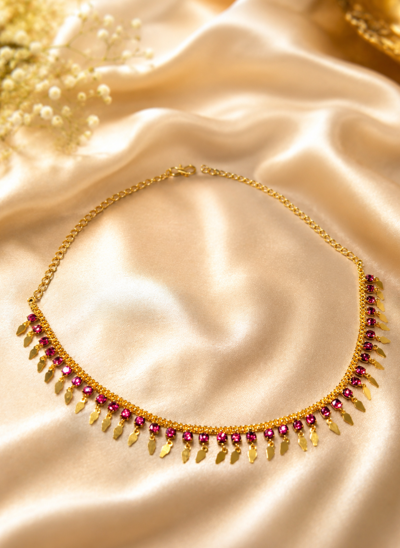 Gold Plated Ruby Stone Elakkathali - Image 2