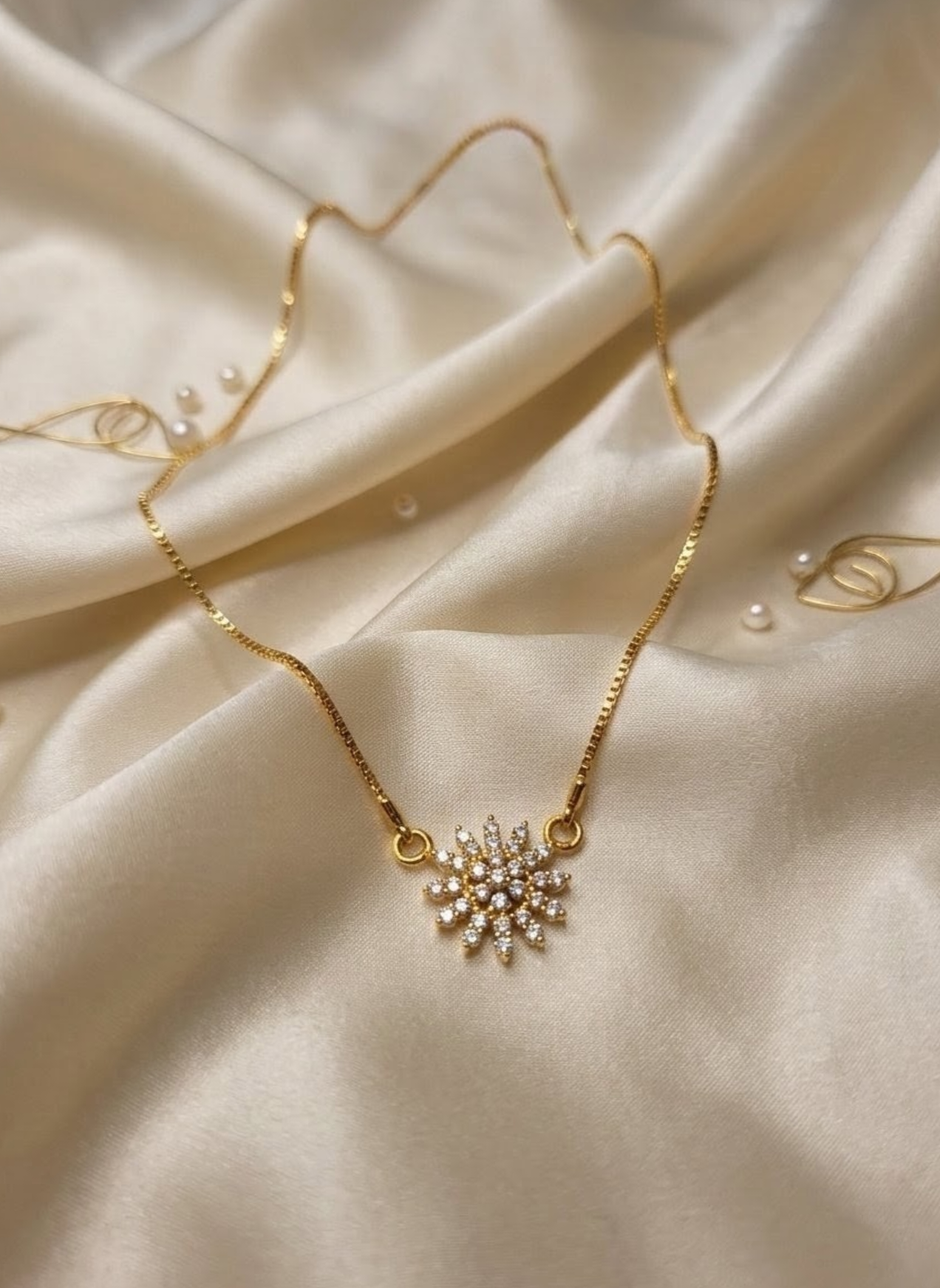 Gold Plated Floral Pendant Necklace - Image 2