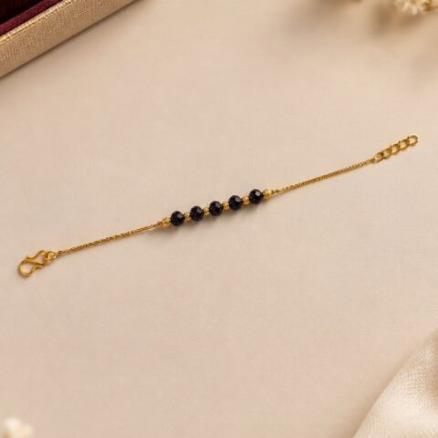 Black Beaded Gold-Plated Bracelet